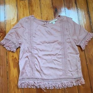 Fringed t shirt, pink/mauve